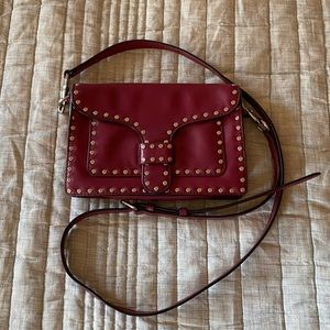Rebecca Minkoff Red Leather Crossbody Bag with Studs